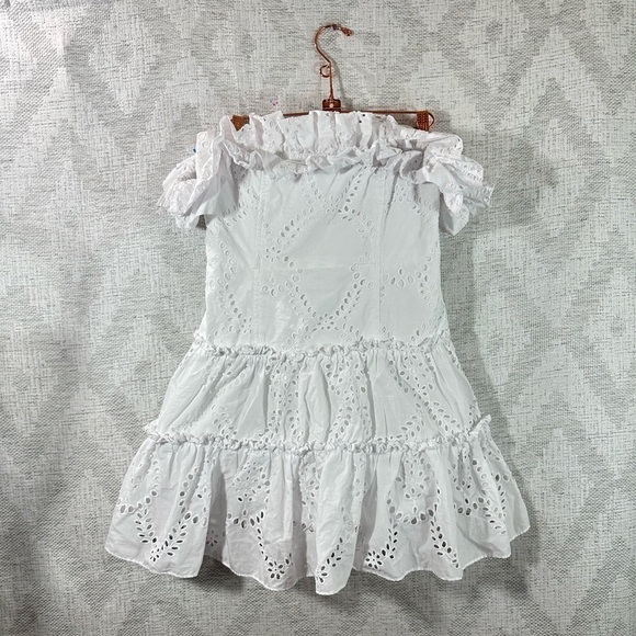 Zara Blogger Favorite white mini eyelet dress size L - Picture 3 of 7